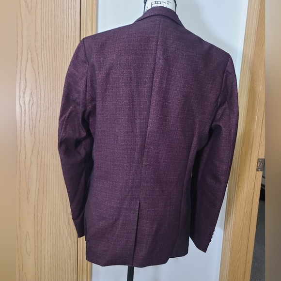 NWT Tweed Print Textured Burgundy Black Suit Jacket - Picture 2 of 2